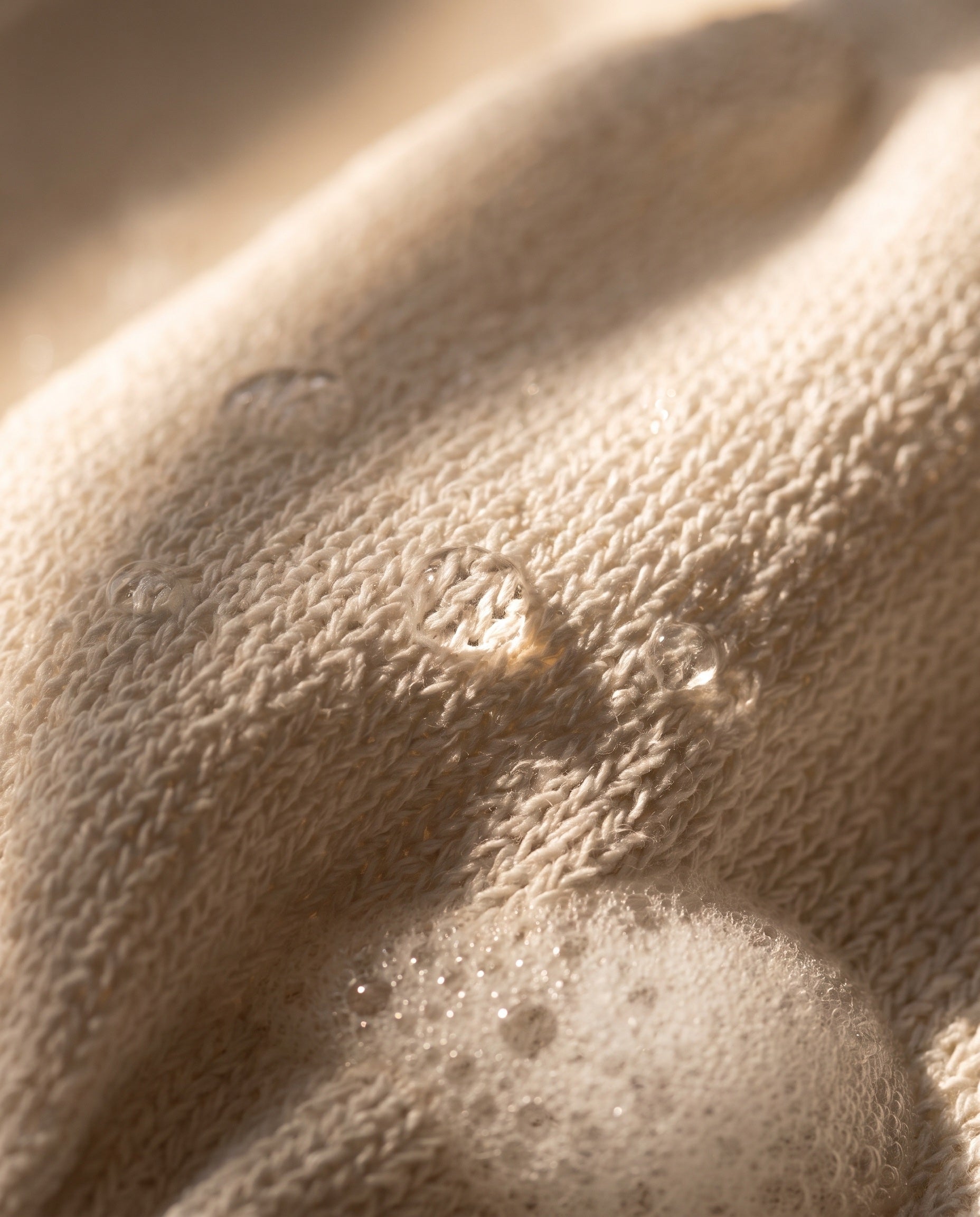 Macro of the glove's exfoliating weave