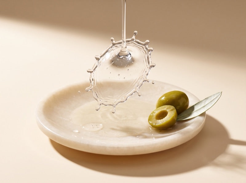 Squalane — clear oil and olives